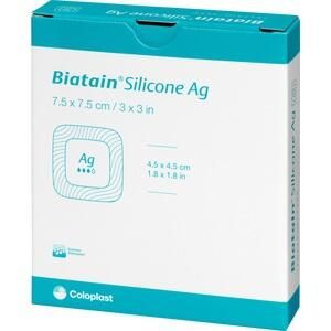 BIATAIN Silicone Ag Schaumverband 7,5x7,5 cm