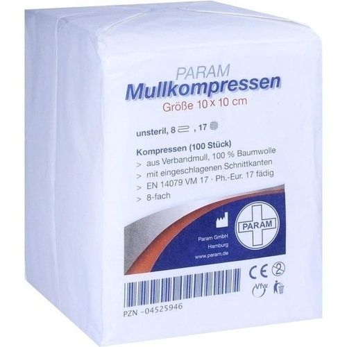 MULLKOMPRESSEN 10x10 cm unsteril 8fach